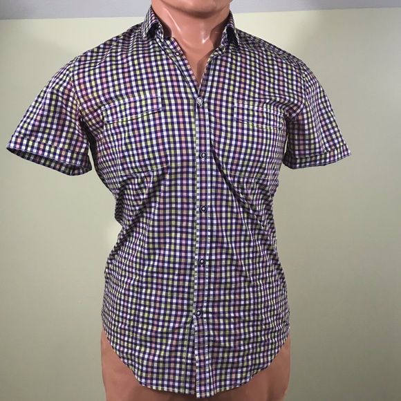 Hugo Boss Other - Hugo Boss Men’s Shirt Cotton Purple Yellow, size L